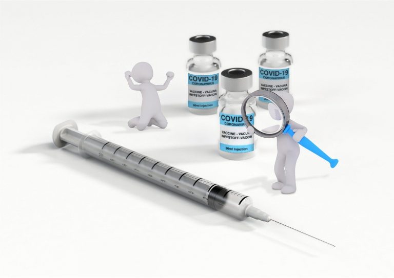 vaccine, syringe, miniature figures