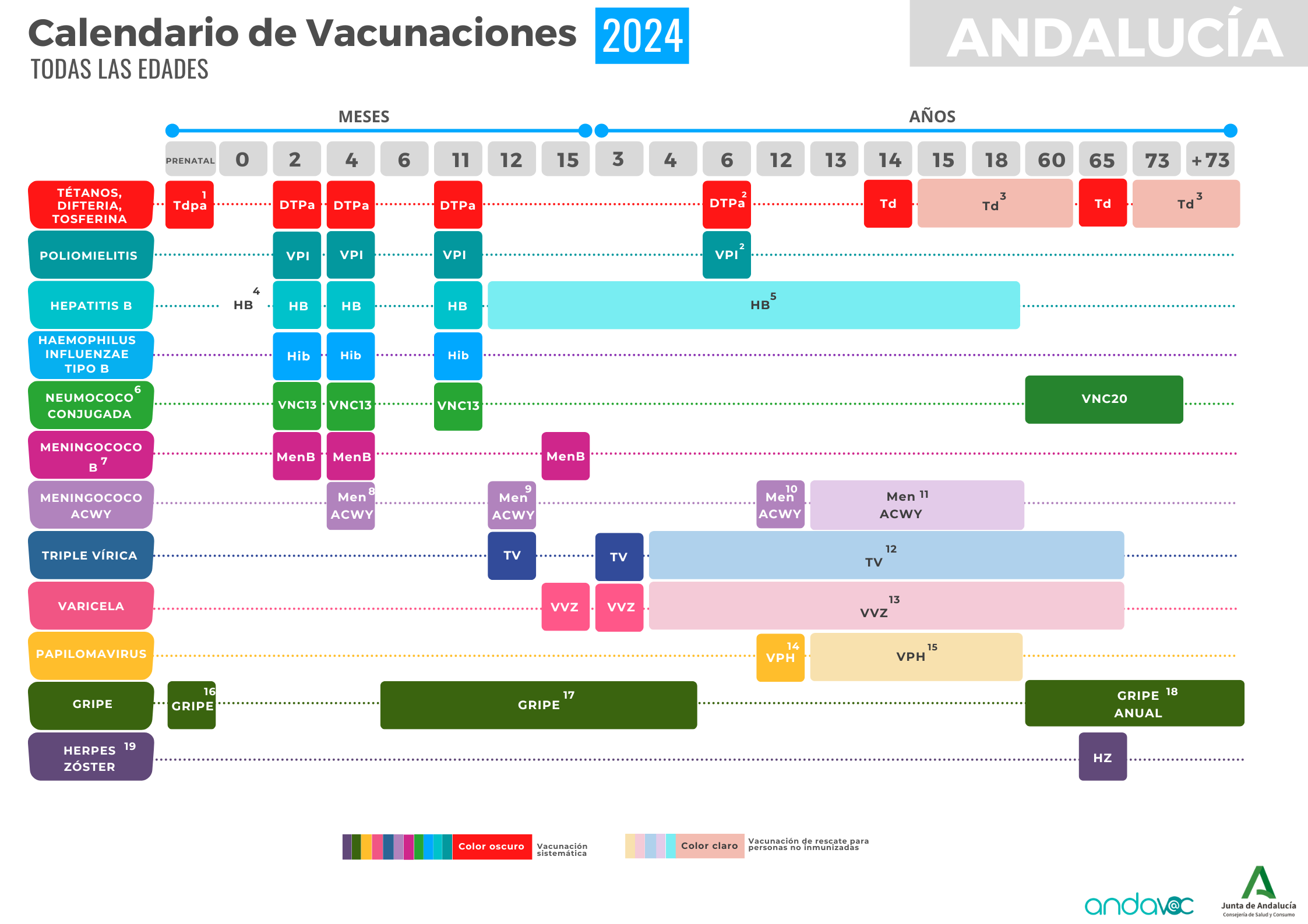Calendario de Vacunaciones 2024 para Andalucía